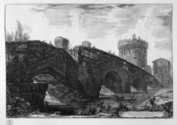 View of the Lugano Bridge on the Aniene on the Via Tiburtina Restored in Later Times